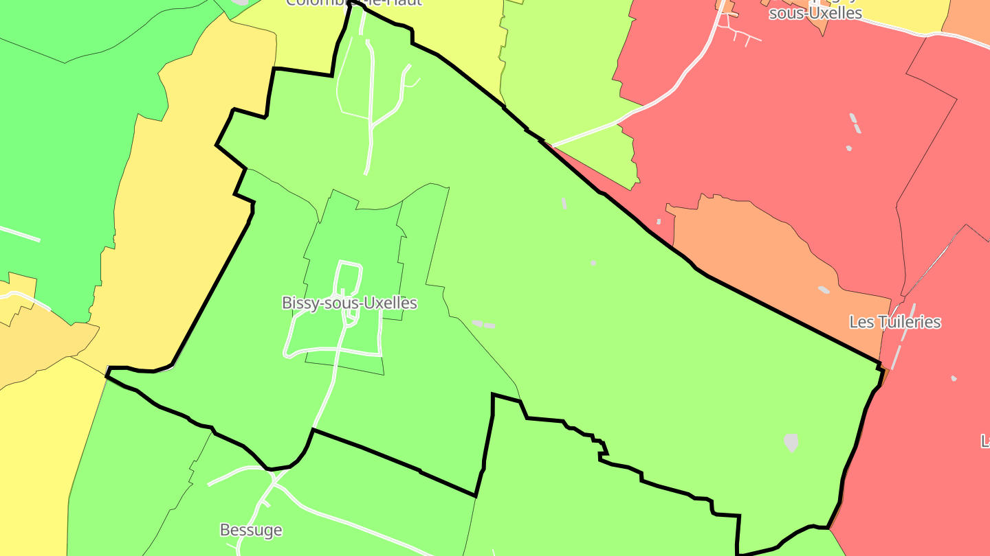 Carte des prix de l'immobilier Bissy-sous-Uxelles