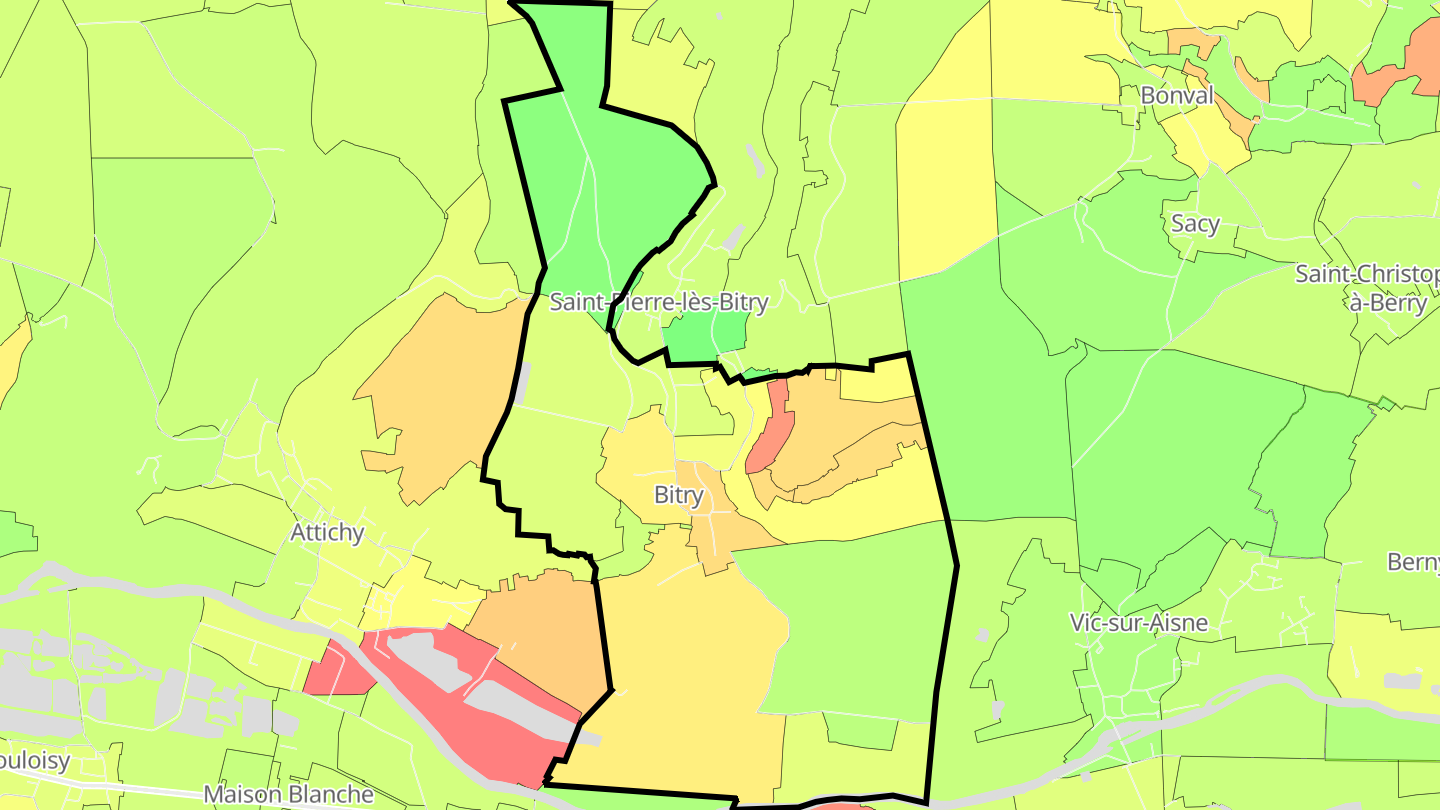 Carte des prix de l'immobilier Bitry