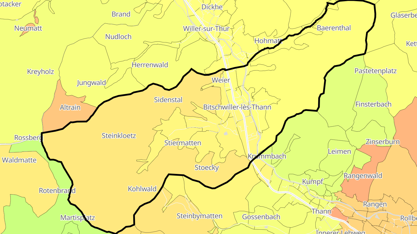 Carte des prix de l'immobilier Bitschwiller-lès-Thann