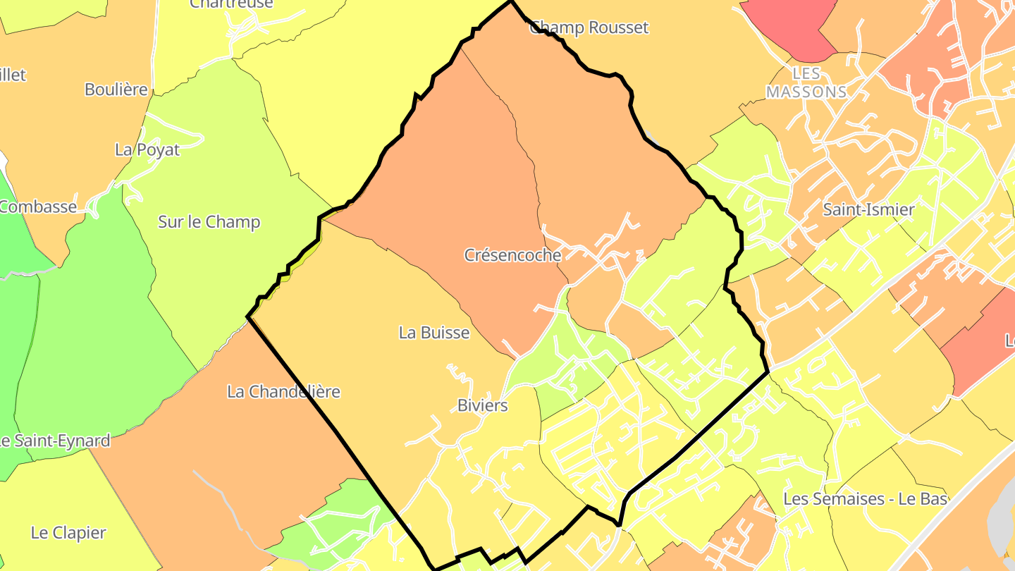 Carte des prix de l'immobilier Biviers