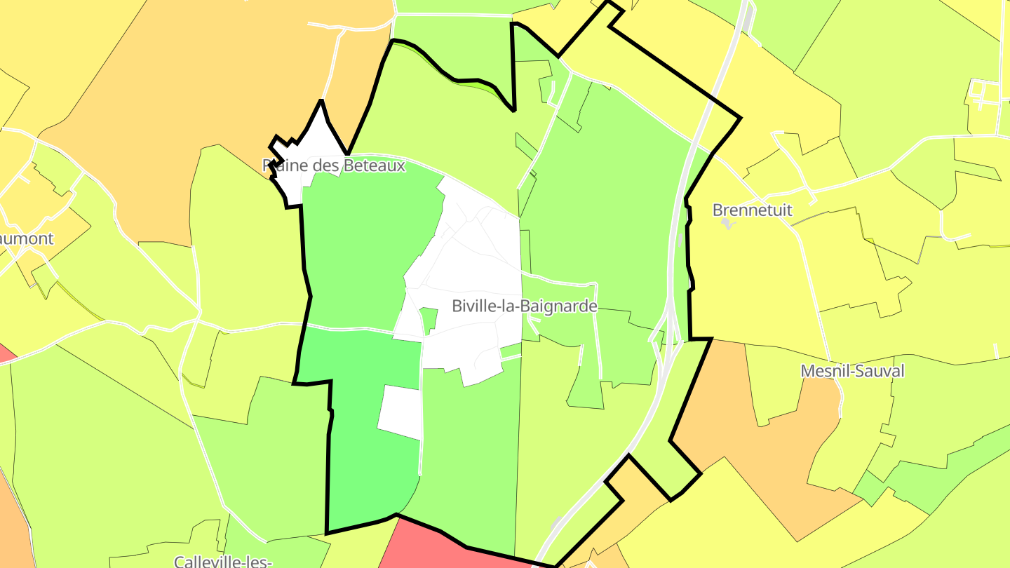 Carte des prix de l'immobilier Biville-la-Baignarde