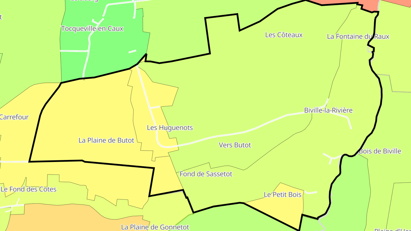 Carte des prix de l'immobilier Biville-la-Rivière