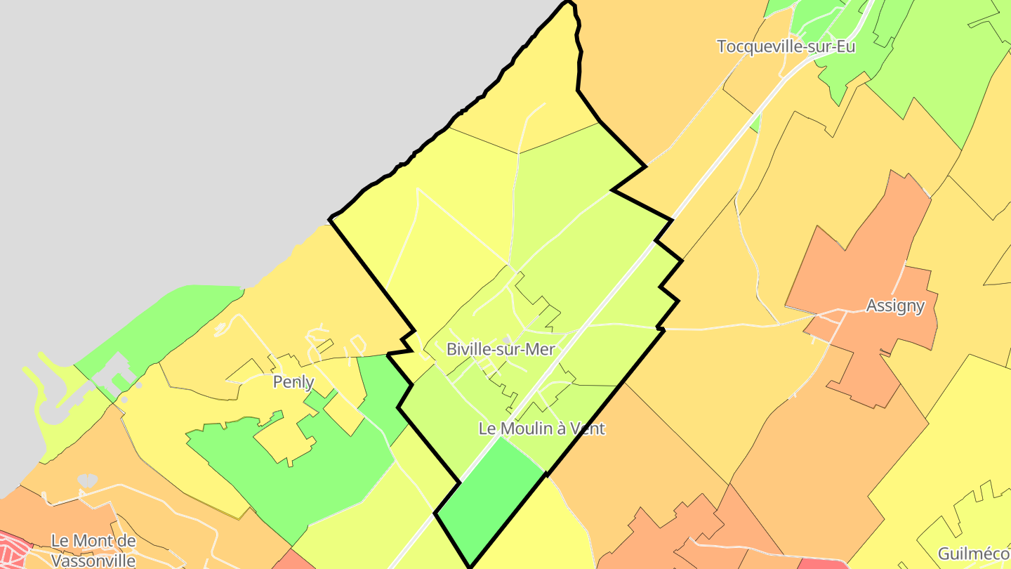 Carte des prix de l'immobilier Biville-sur-Mer