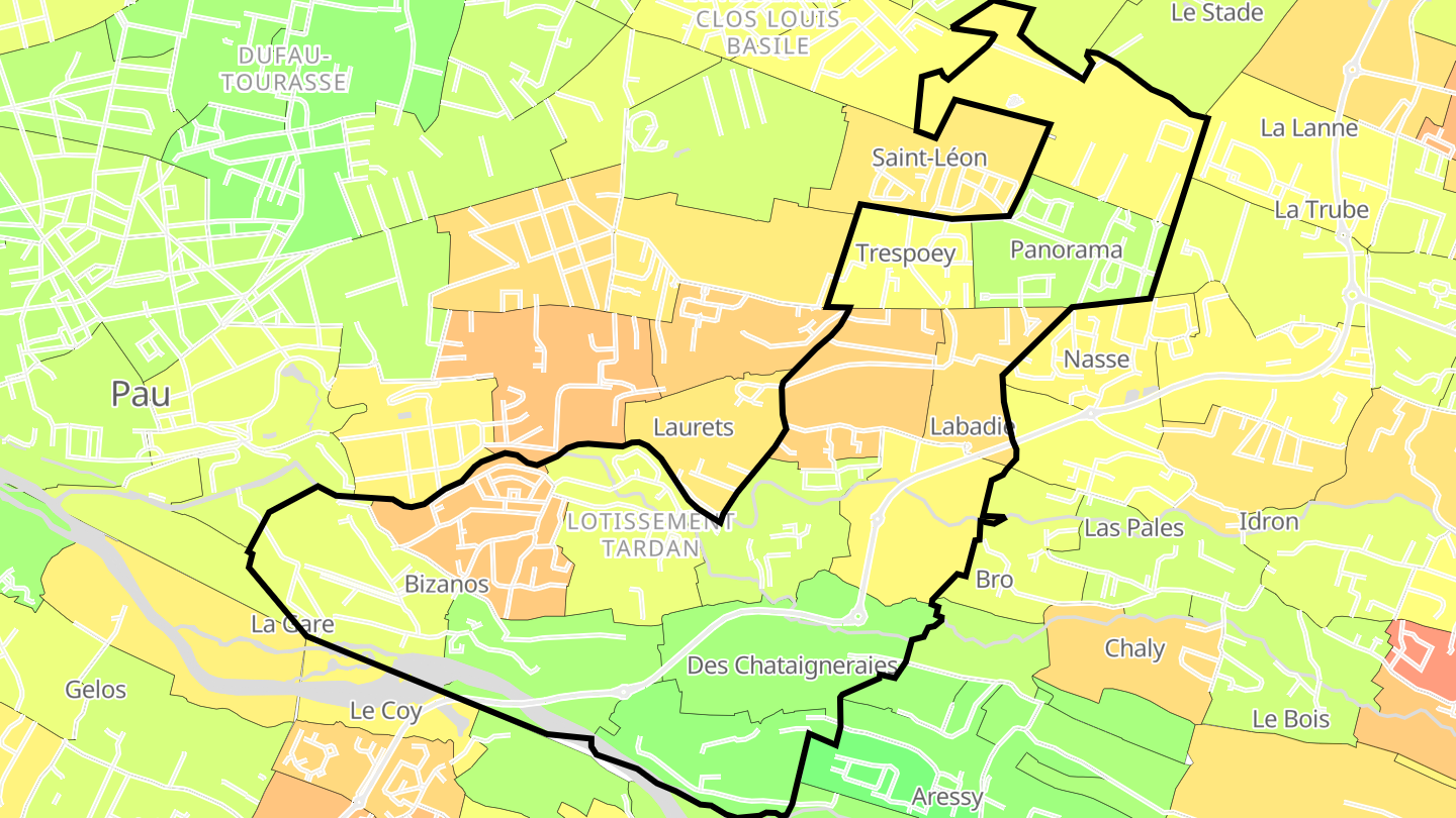 Carte des prix de l'immobilier Bizanos