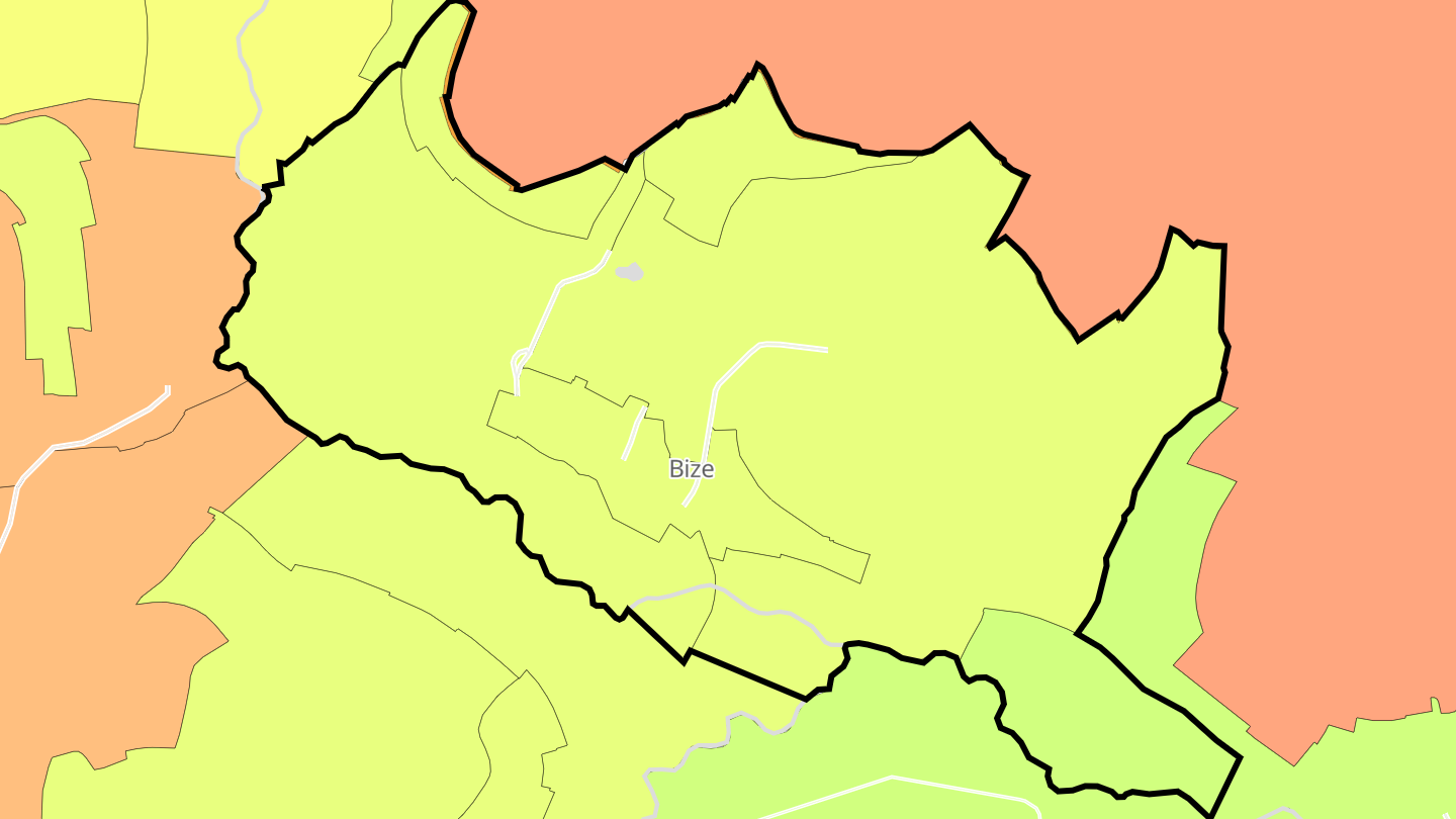 Carte des prix de l'immobilier Bize