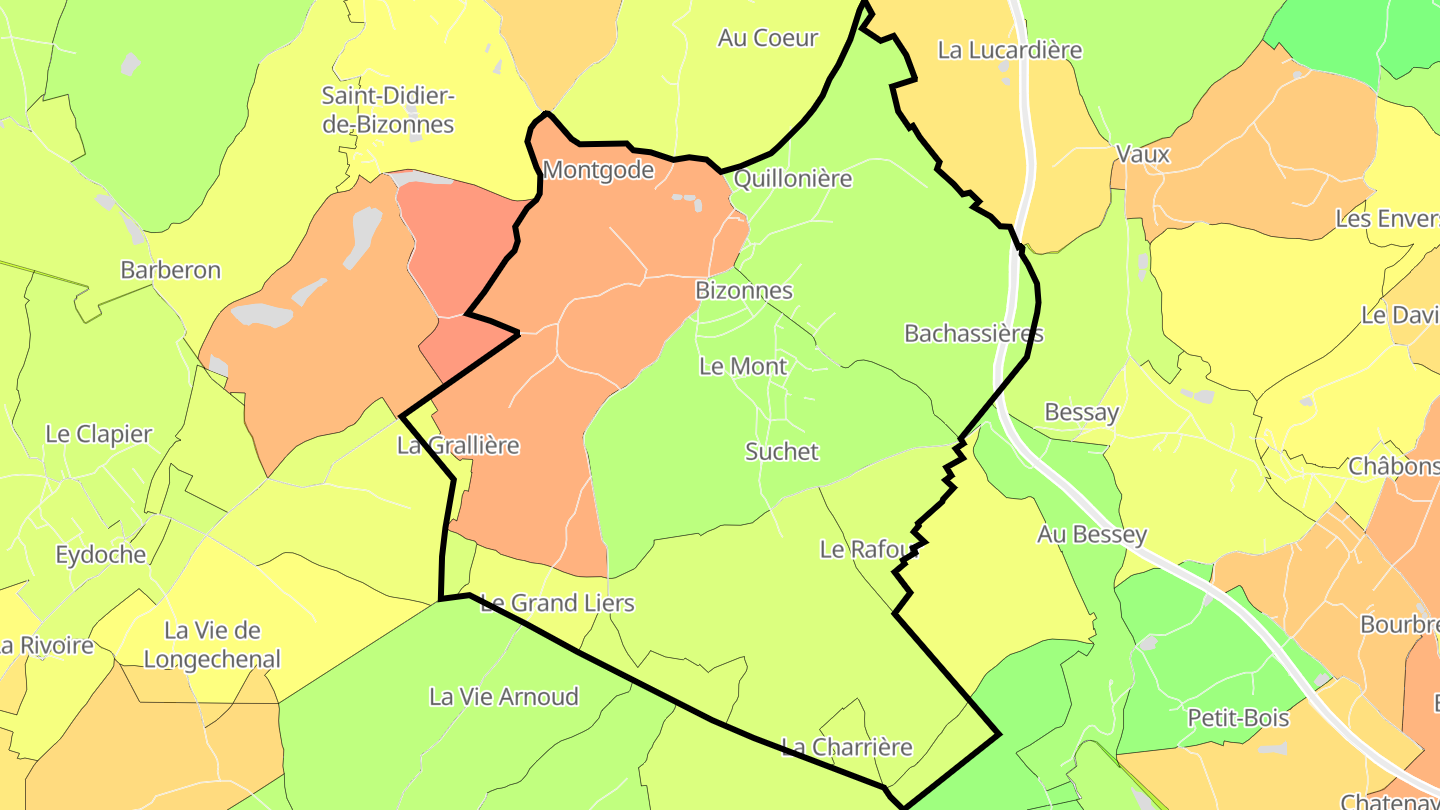 Carte des prix de l'immobilier Bizonnes