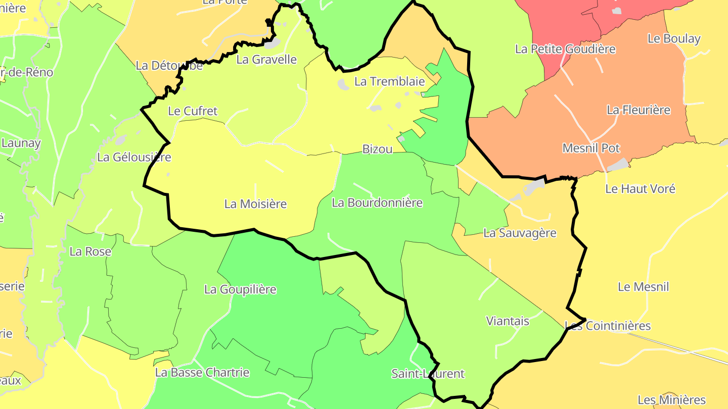 Carte des prix de l'immobilier Bizou