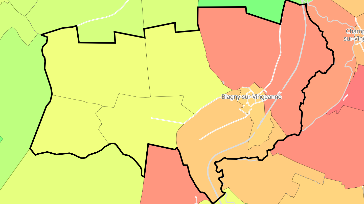 Carte des prix de l'immobilier Blagny-sur-Vingeanne