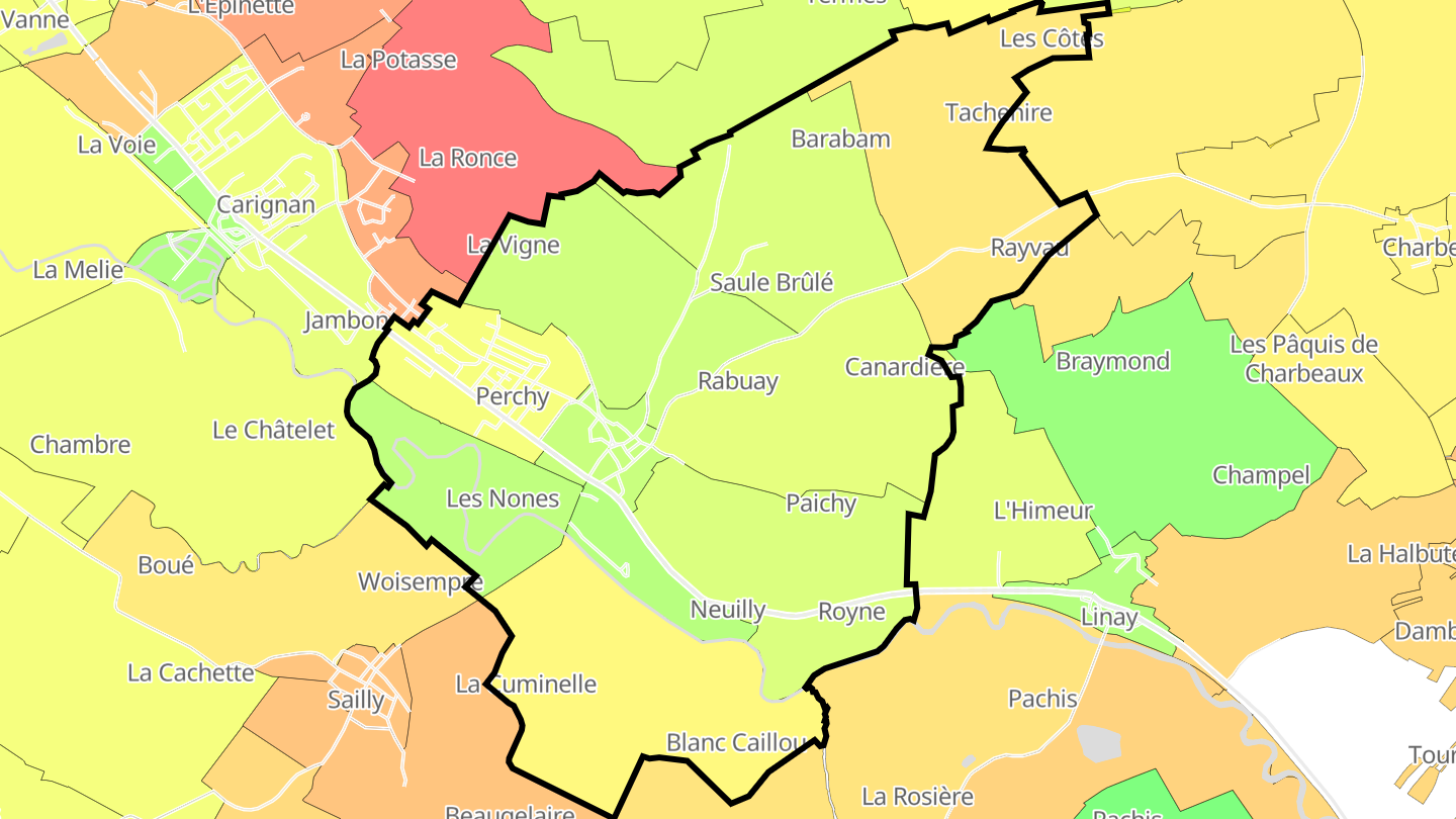 Carte des prix de l'immobilier Blagny