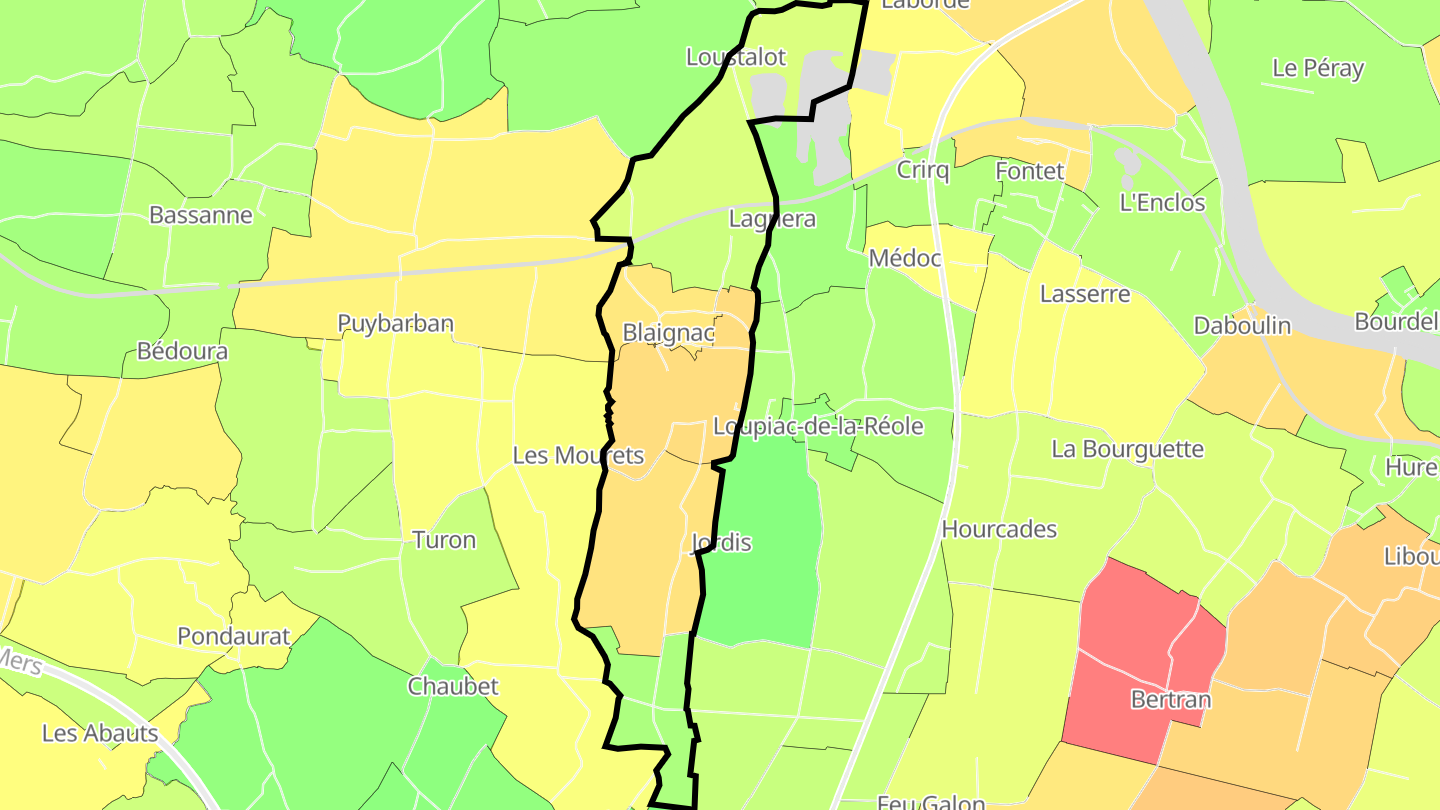 Carte des prix de l'immobilier Blaignac
