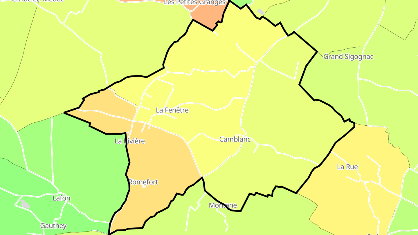Carte des prix de l'immobilier Blaignan