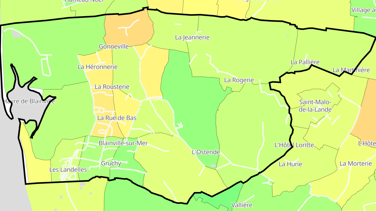 Carte des prix de l'immobilier Blainville-sur-Mer