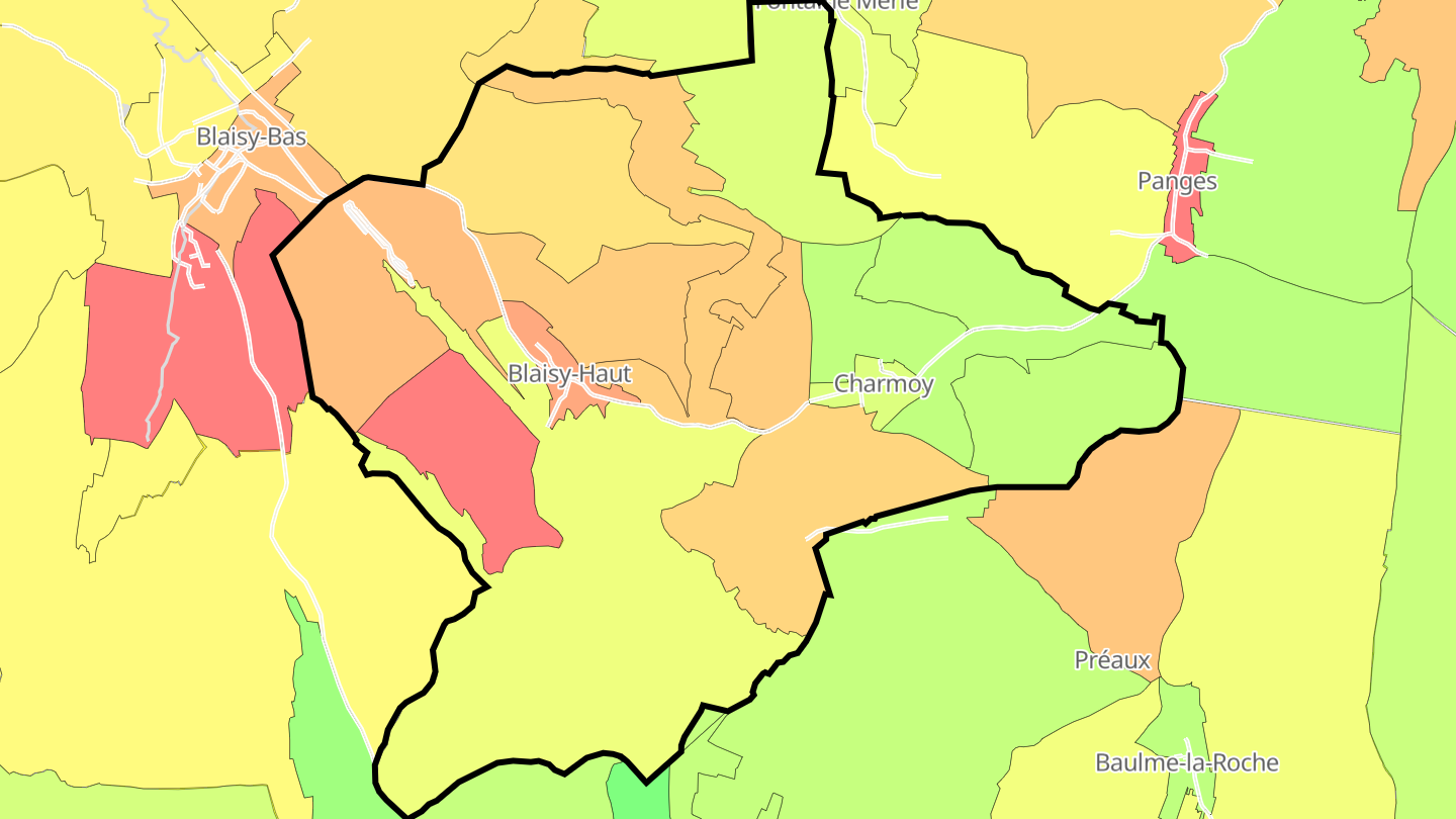 Carte des prix de l'immobilier Blaisy-Haut