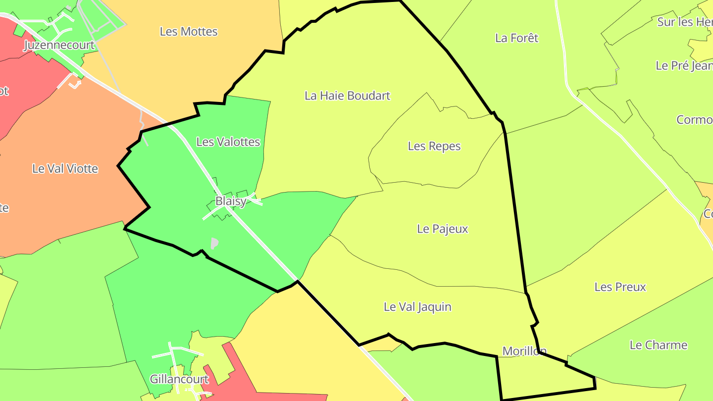 Carte des prix de l'immobilier Blaisy