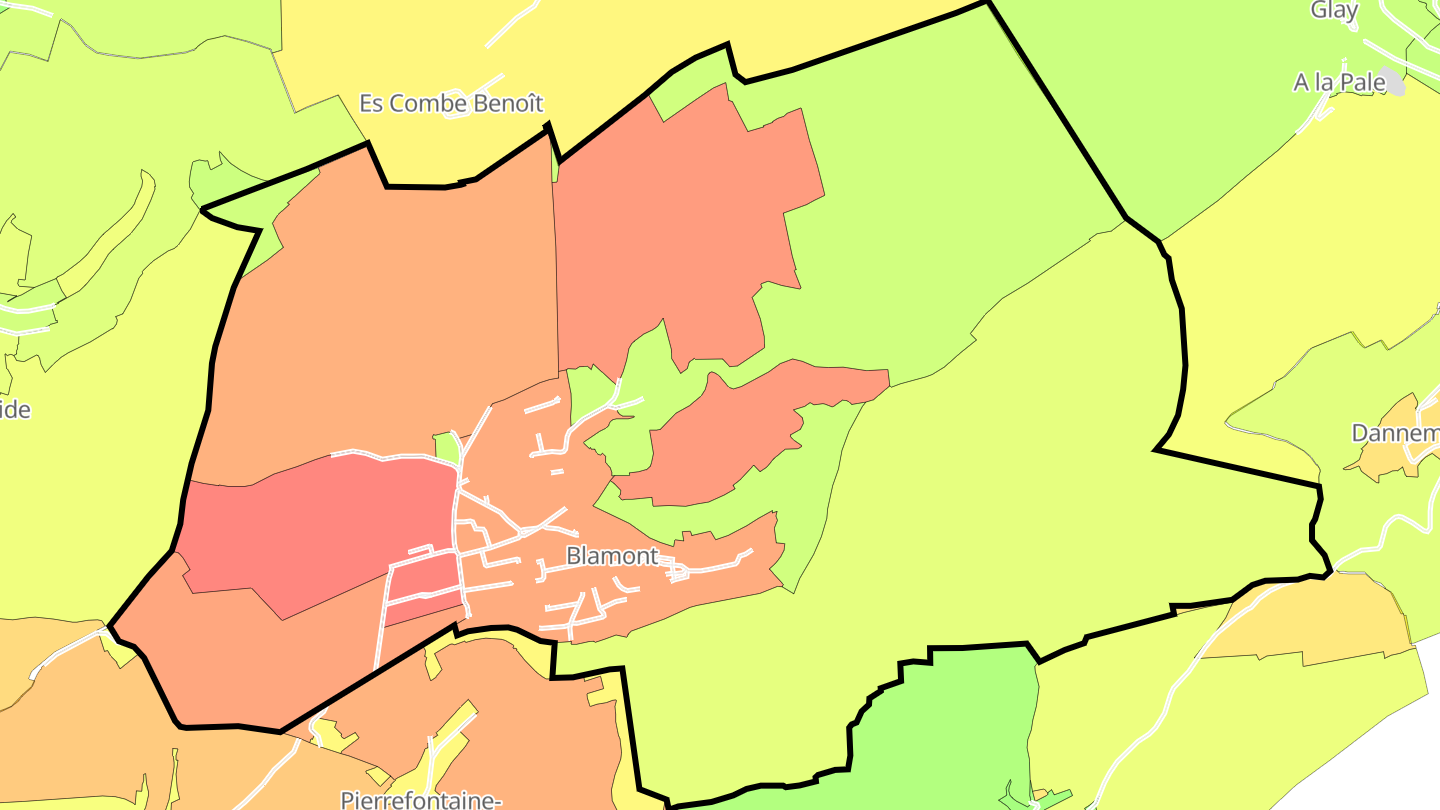 Carte des prix de l'immobilier Blamont