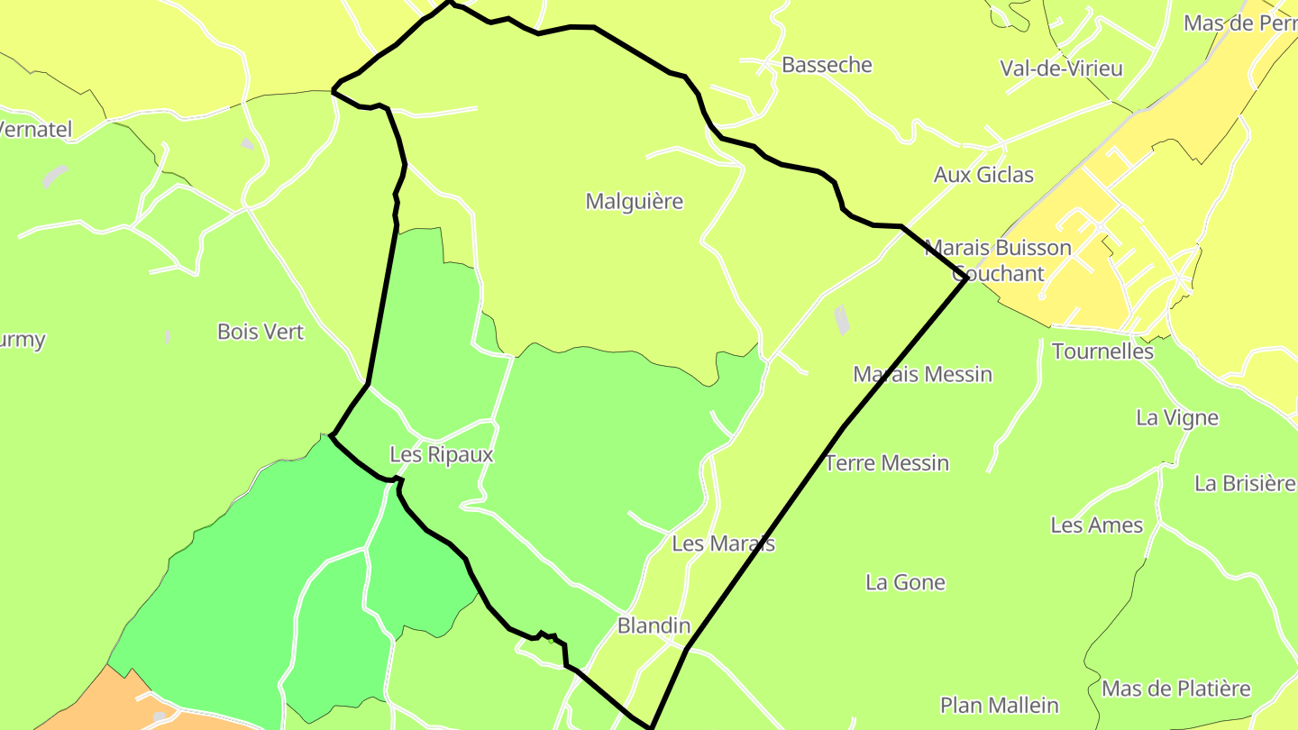 Carte des prix de l'immobilier Blandin