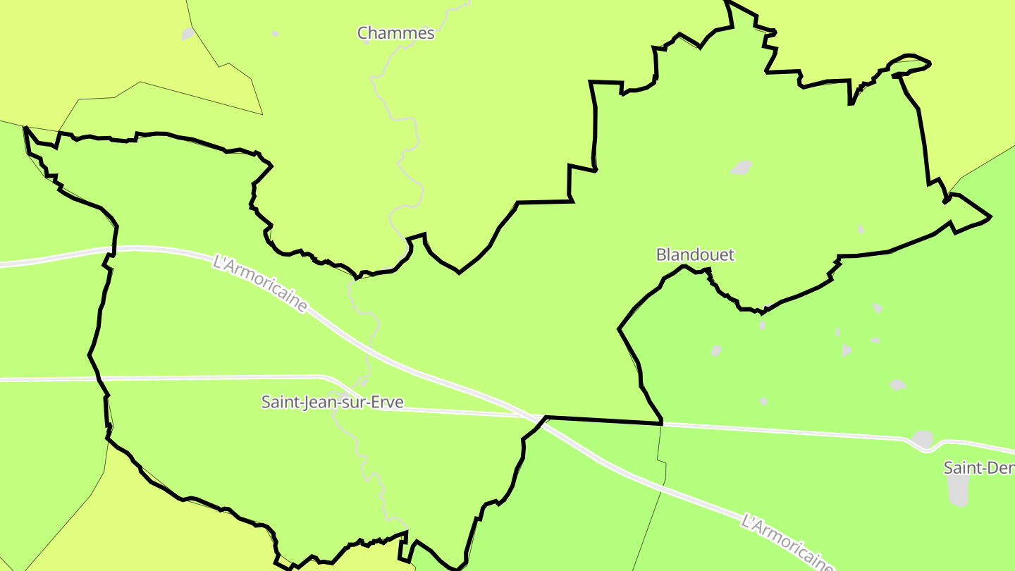 Carte des prix de l'immobilier Blandouet-Saint Jean