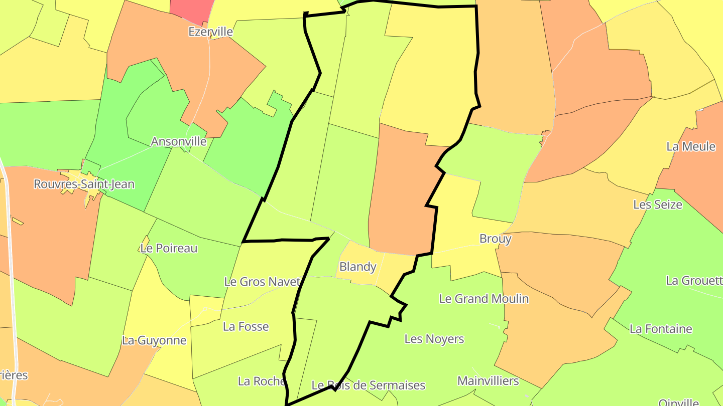 Carte des prix de l'immobilier Blandy