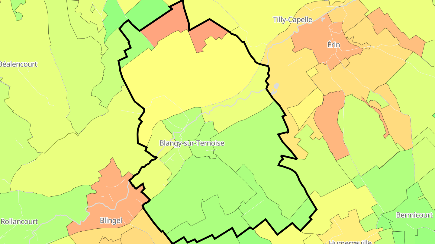 Carte des prix de l'immobilier Blangy-sur-Ternoise