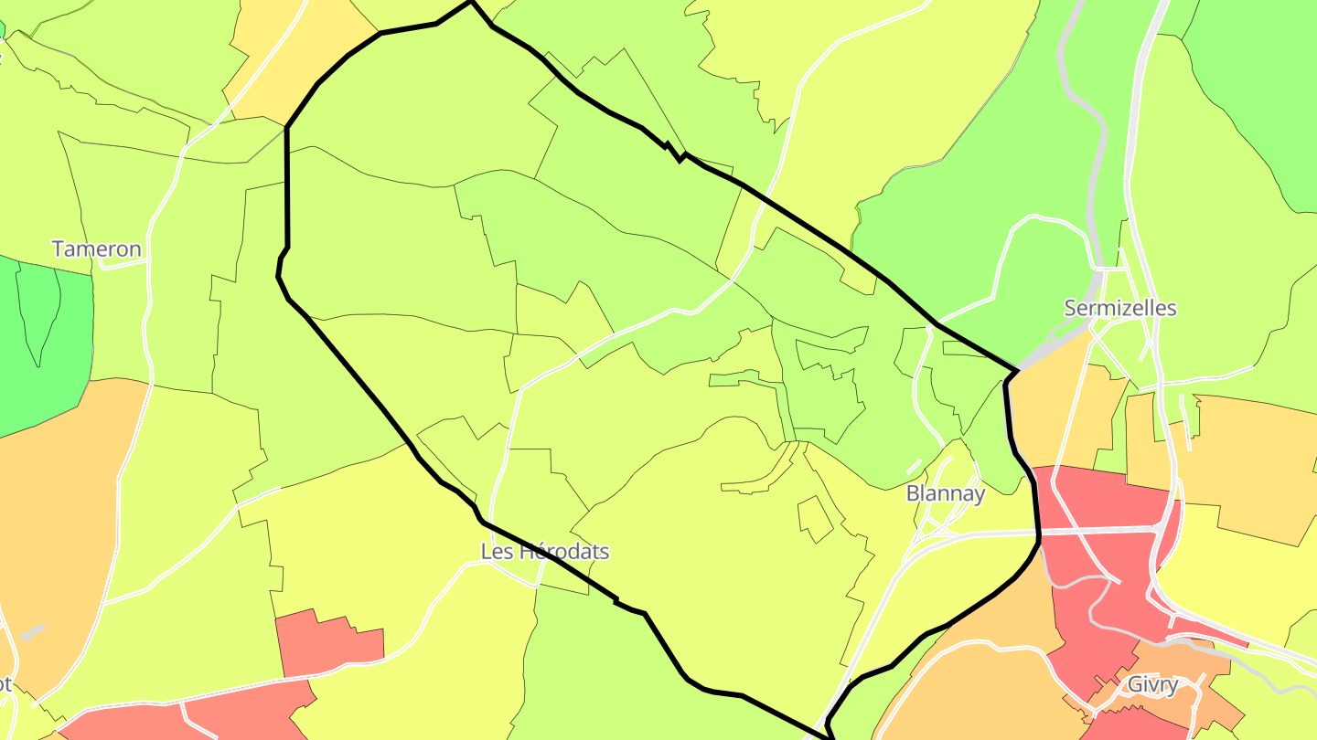 Carte des prix de l'immobilier Blannay