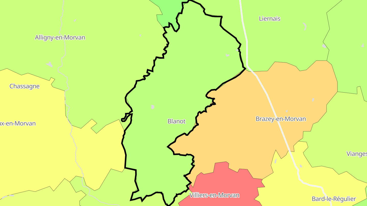 Carte des prix de l'immobilier Blanot