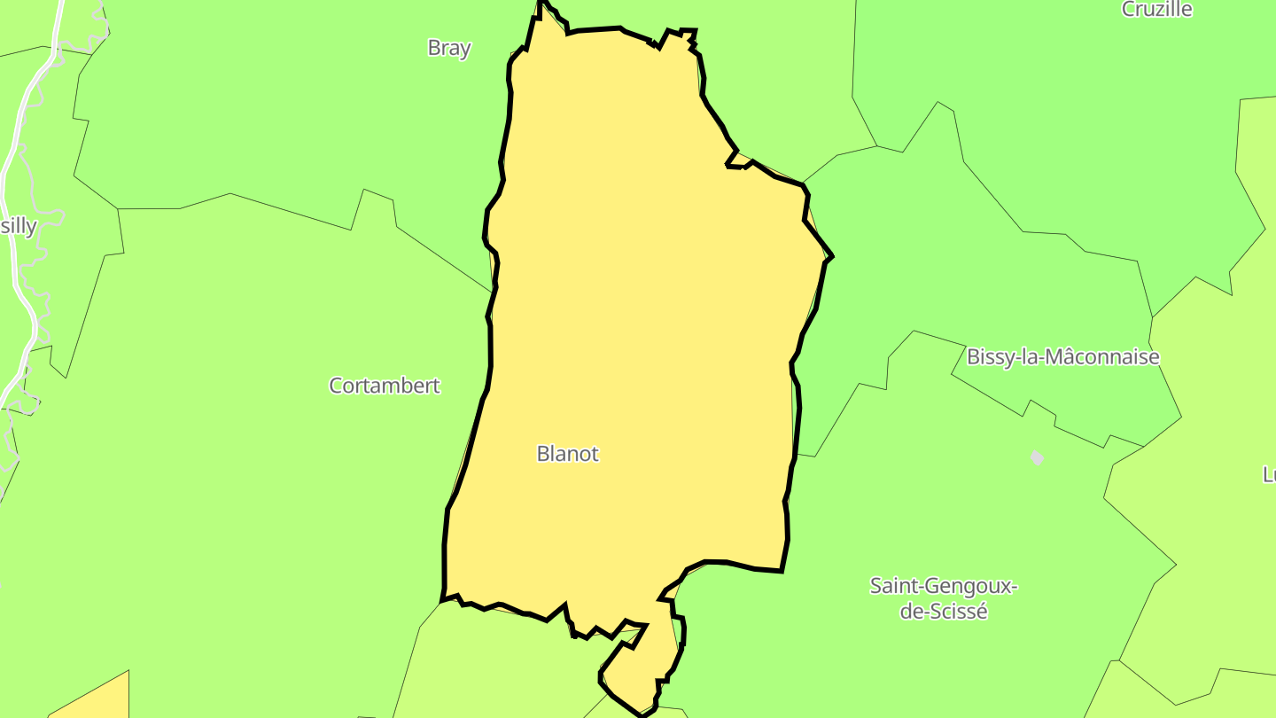 Carte des prix de l'immobilier Blanot