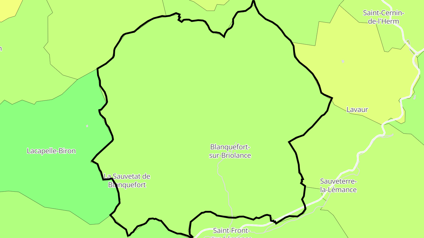 Carte des prix de l'immobilier Blanquefort-sur-Briolance
