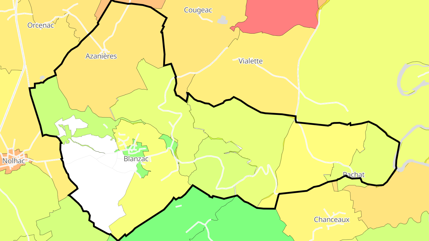Carte des prix de l'immobilier Blanzac