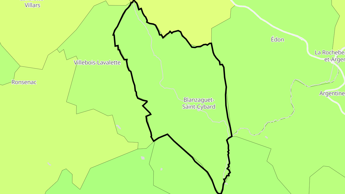 Carte des prix de l'immobilier Blanzaguet-Saint-Cybard