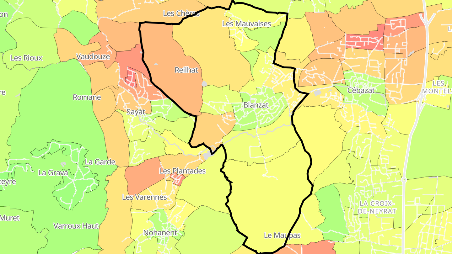 Carte des prix de l'immobilier Blanzat