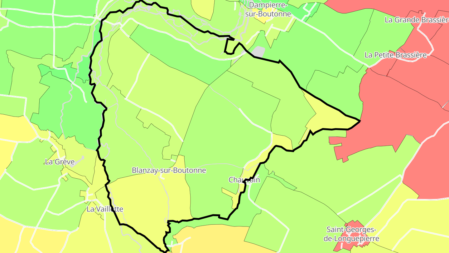 Carte des prix de l'immobilier Blanzay-sur-Boutonne