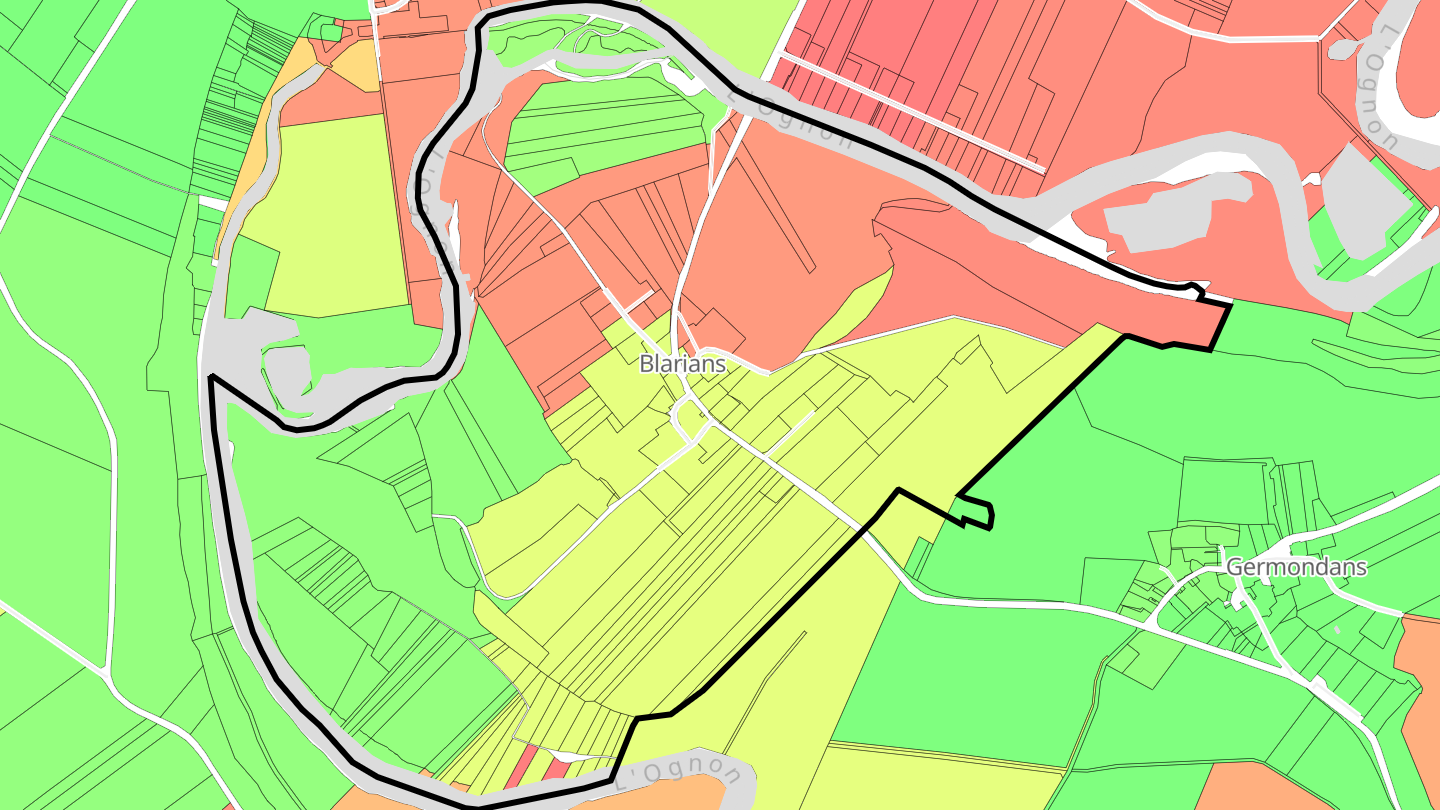 Carte des prix de l'immobilier Blarians