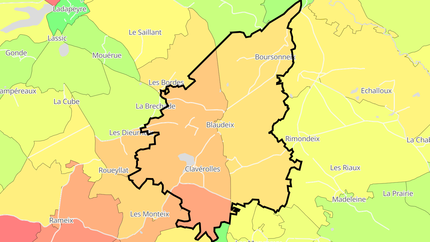 Carte des prix de l'immobilier Blaudeix