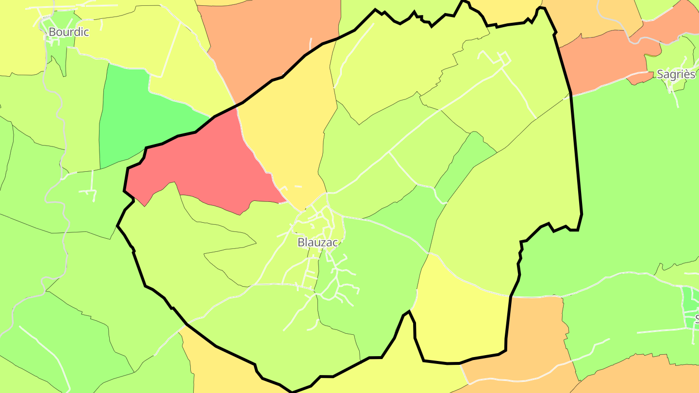 Carte des prix de l'immobilier Blauzac