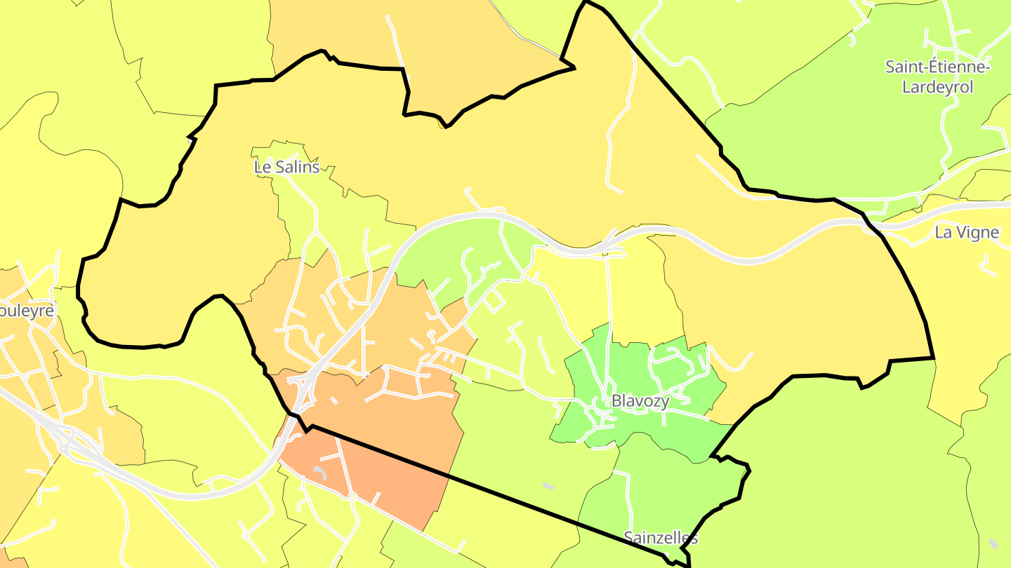 Carte des prix de l'immobilier Blavozy