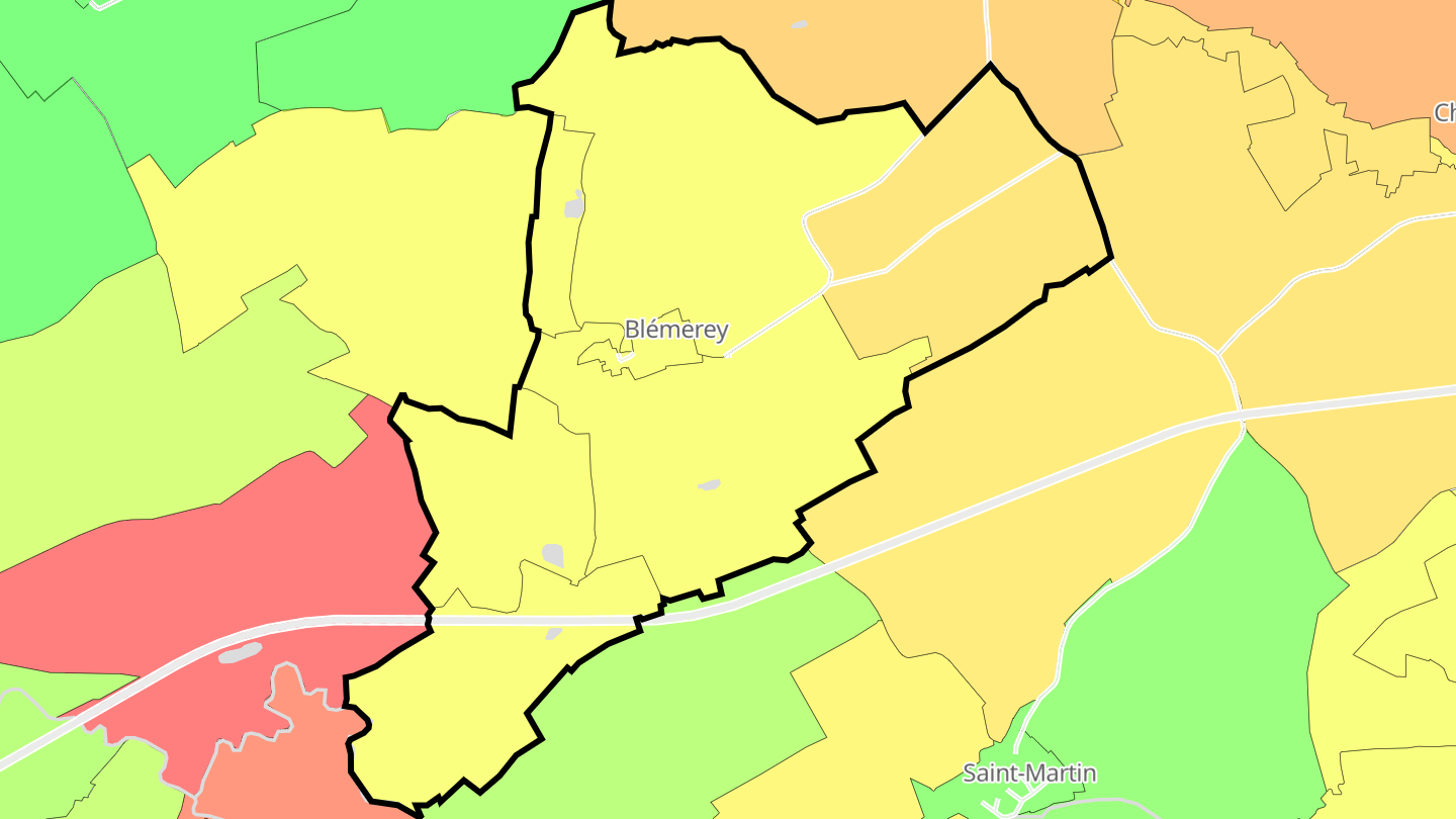Carte des prix de l'immobilier Blémerey
