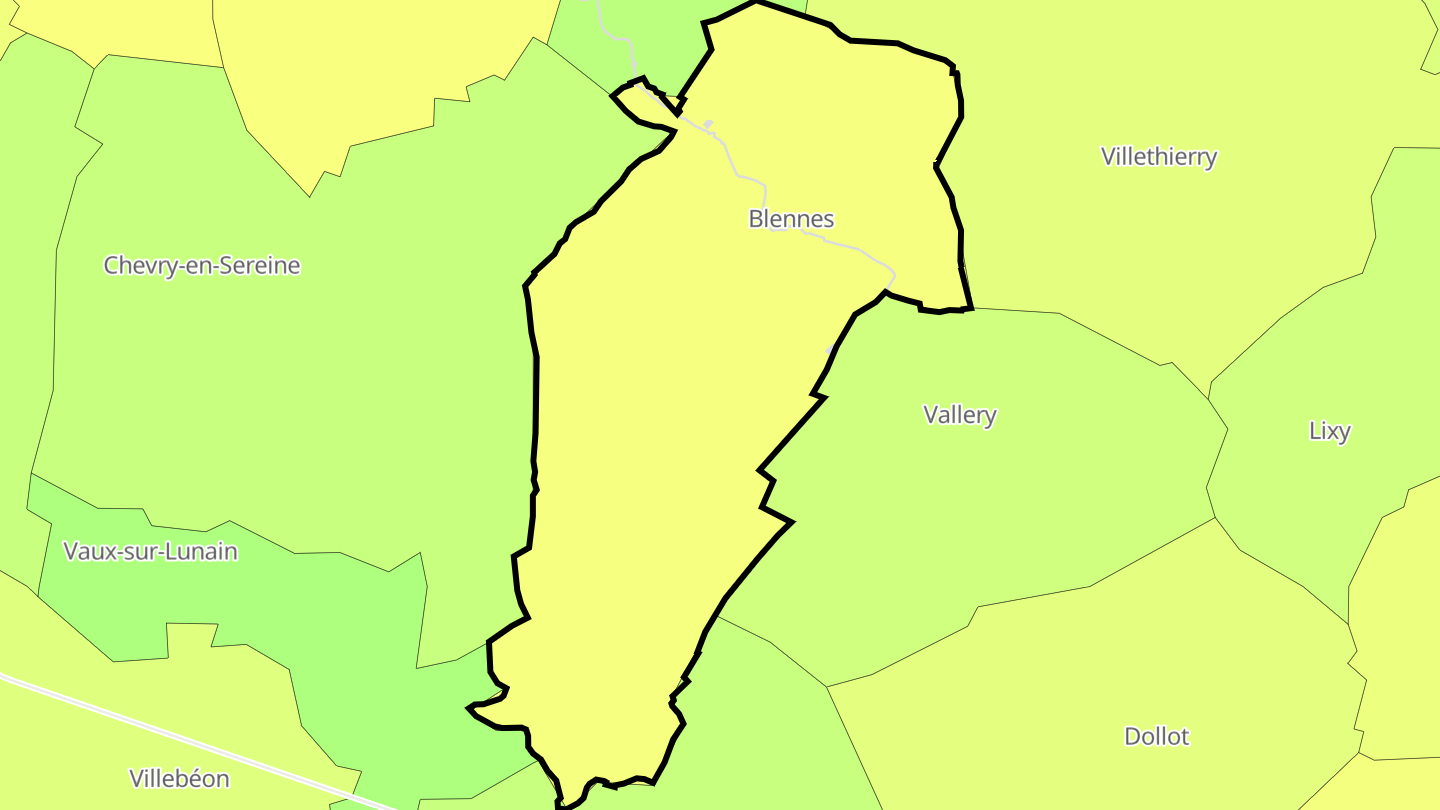 Carte des prix de l'immobilier Blennes