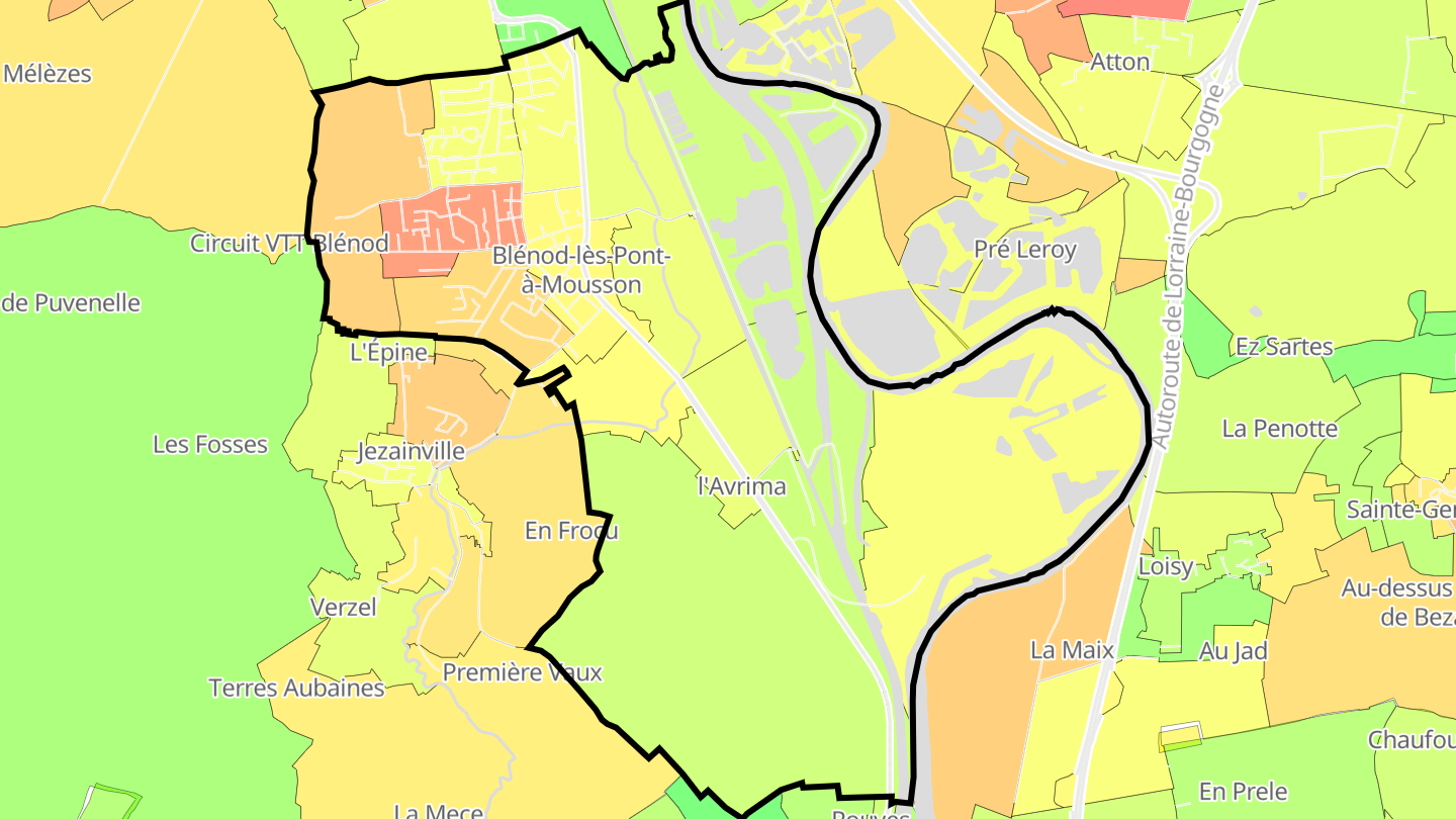 Carte des prix de l'immobilier Blénod-lès-Pont-à-Mousson