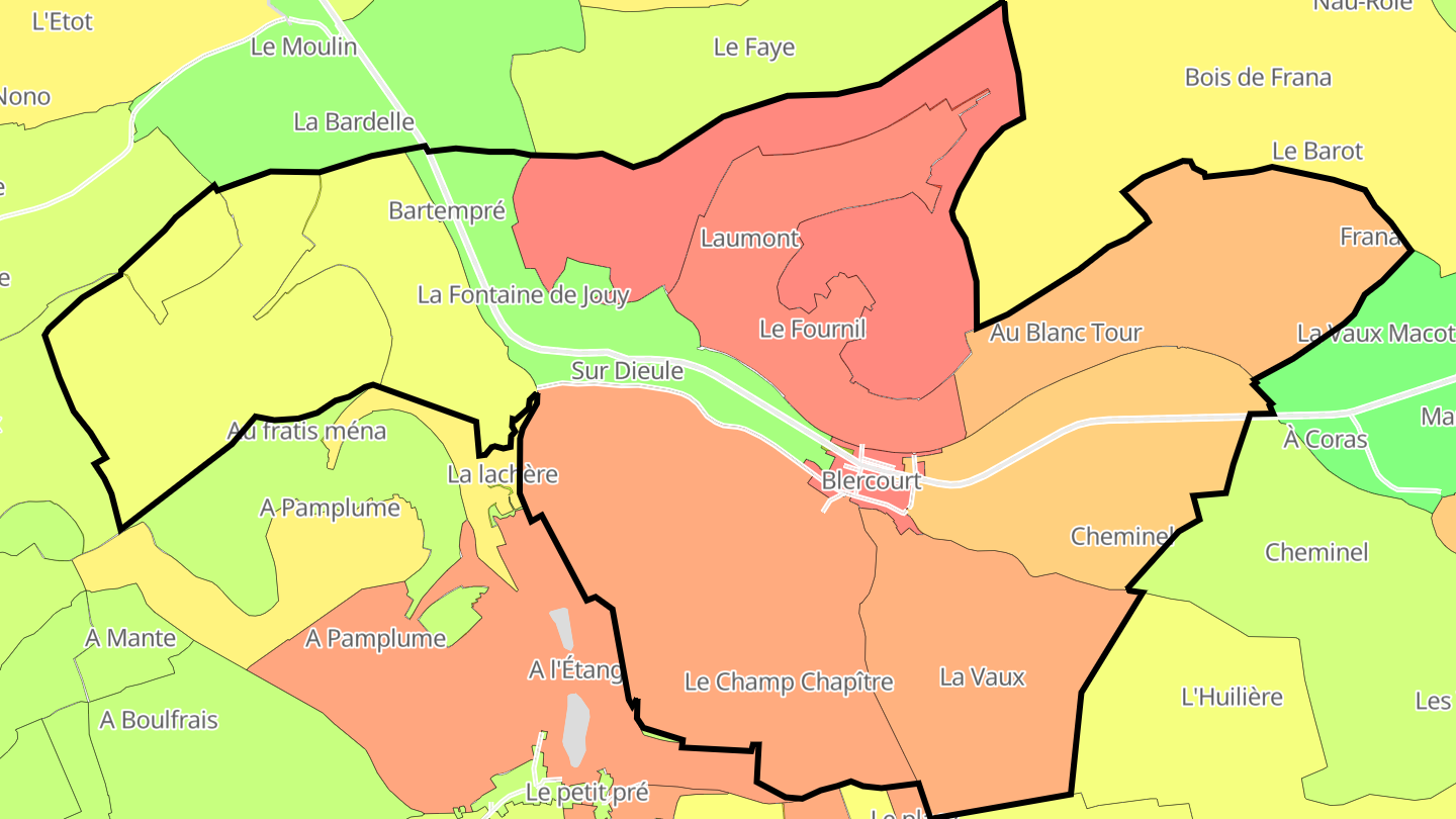 Carte des prix de l'immobilier Blercourt