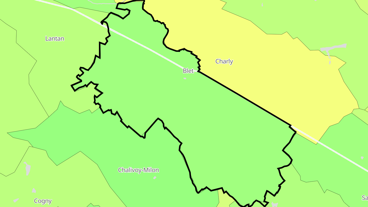 Carte des prix de l'immobilier Blet