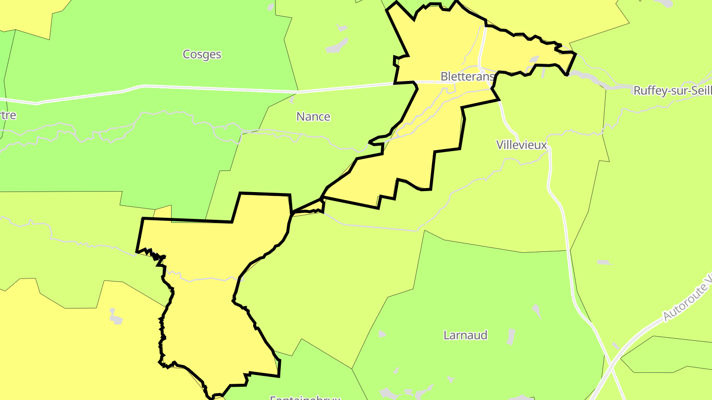 Carte des prix de l'immobilier Bletterans