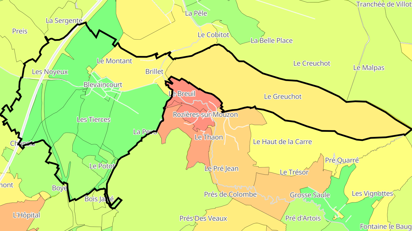 Carte des prix de l'immobilier Blevaincourt