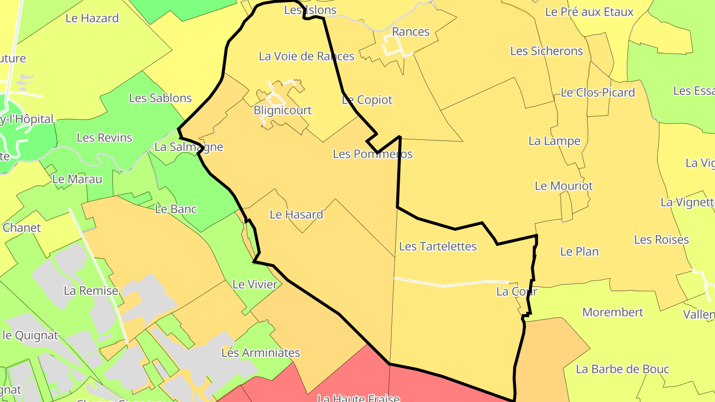 Carte des prix de l'immobilier Blignicourt