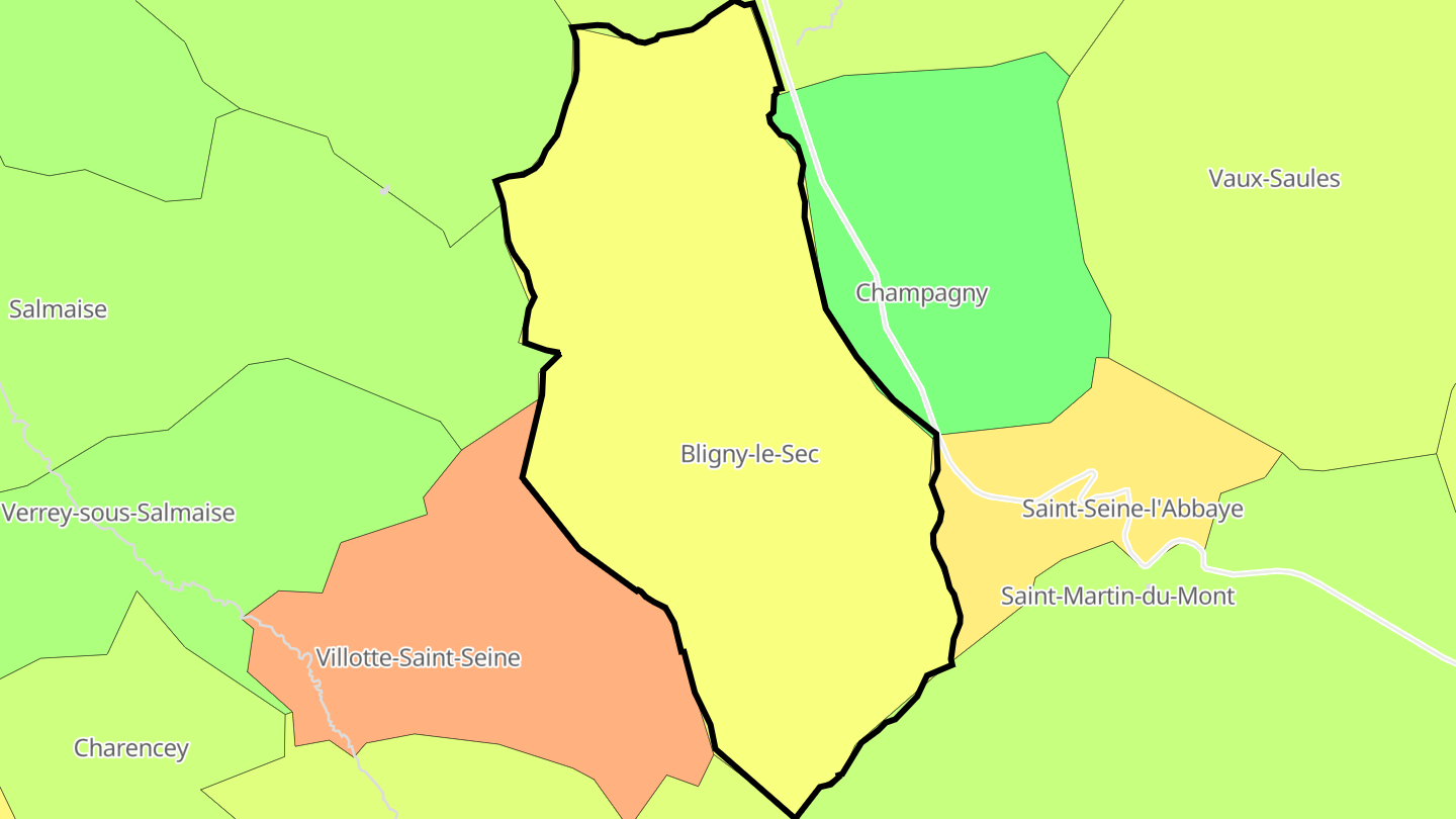 Carte des prix de l'immobilier Bligny-le-Sec