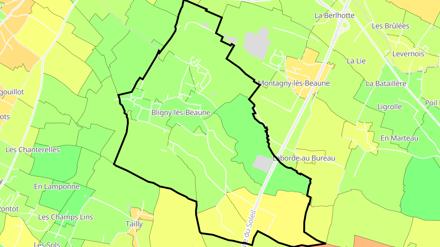 Carte des prix de l'immobilier Bligny-lès-Beaune