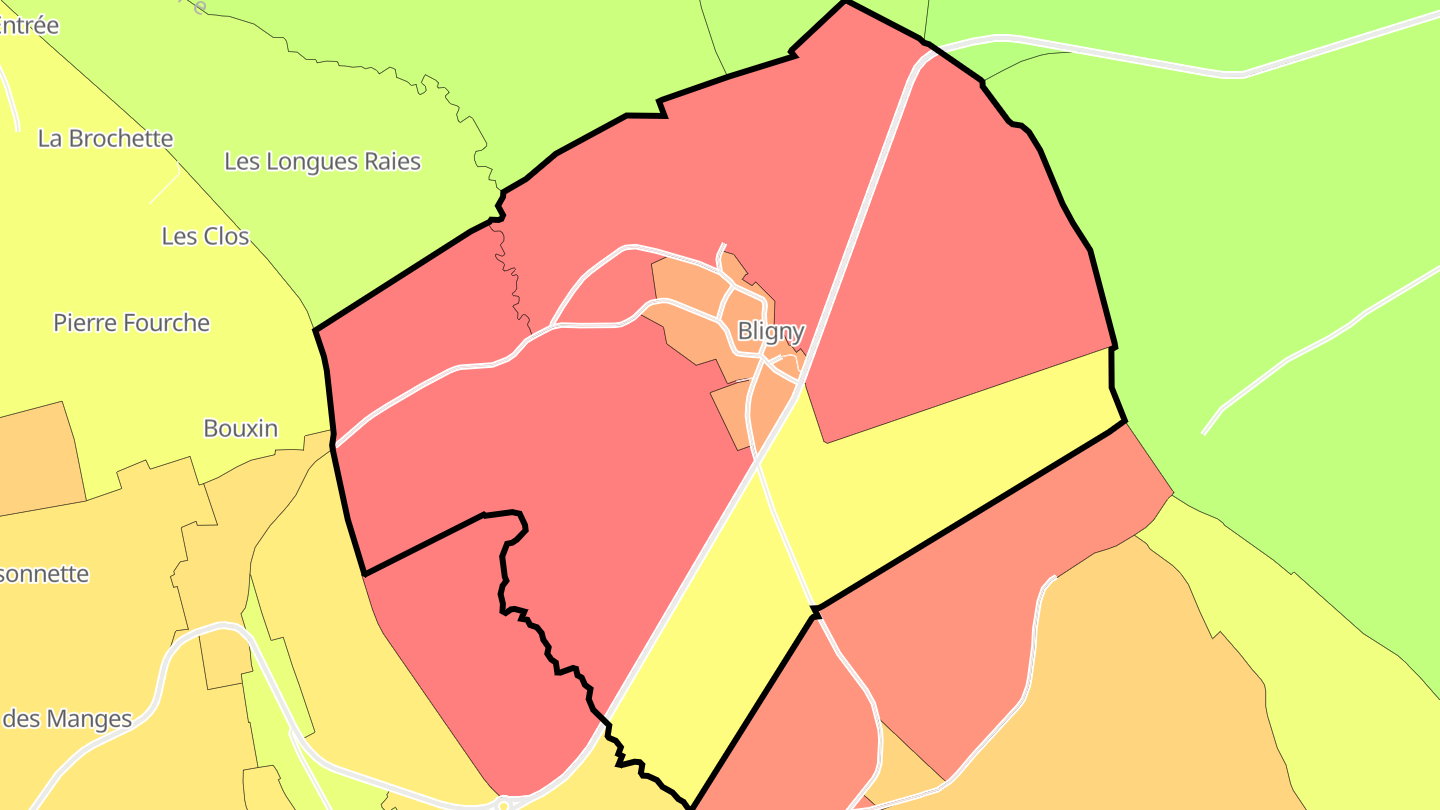 Carte des prix de l'immobilier Bligny