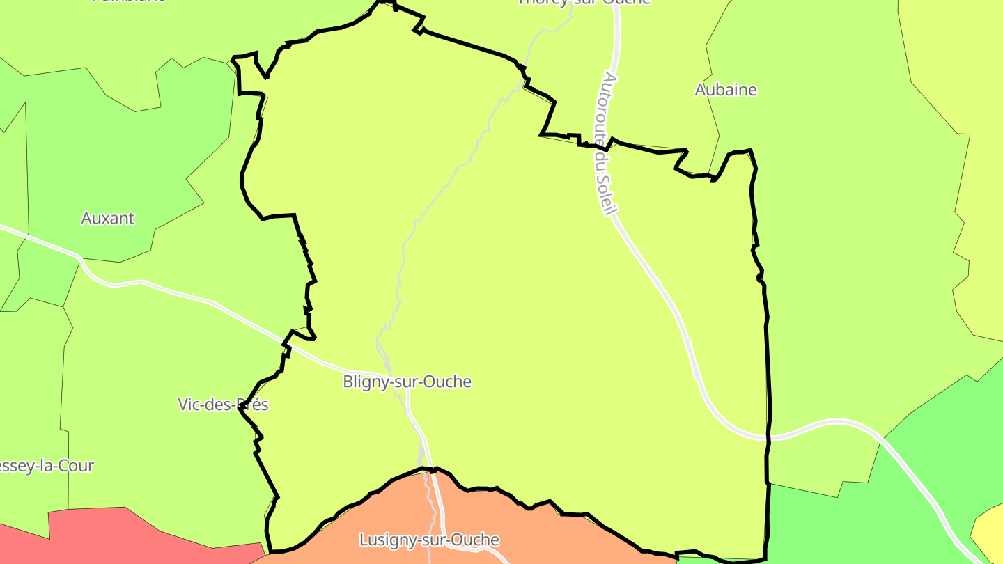 Carte des prix de l'immobilier Bligny-sur-Ouche