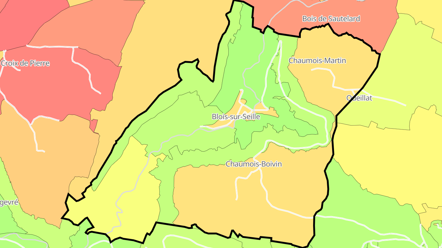 Carte des prix de l'immobilier Blois-sur-Seille
