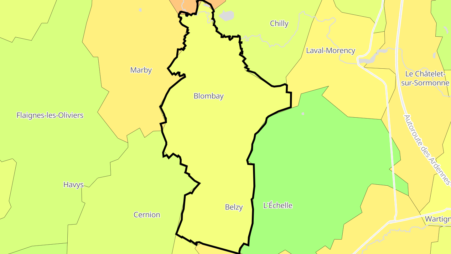 Carte des prix de l'immobilier Blombay