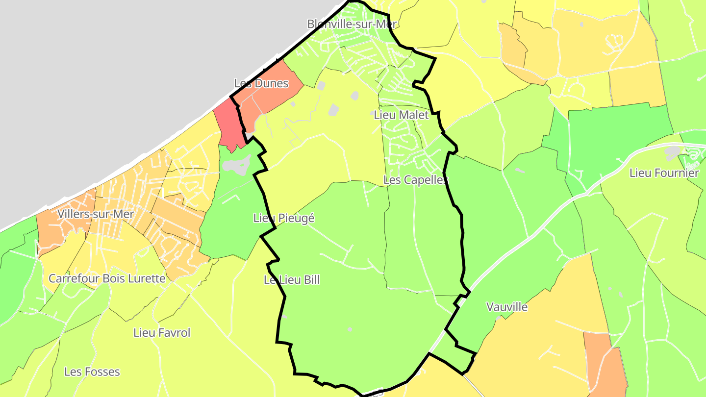 Carte des prix de l'immobilier Blonville-sur-Mer